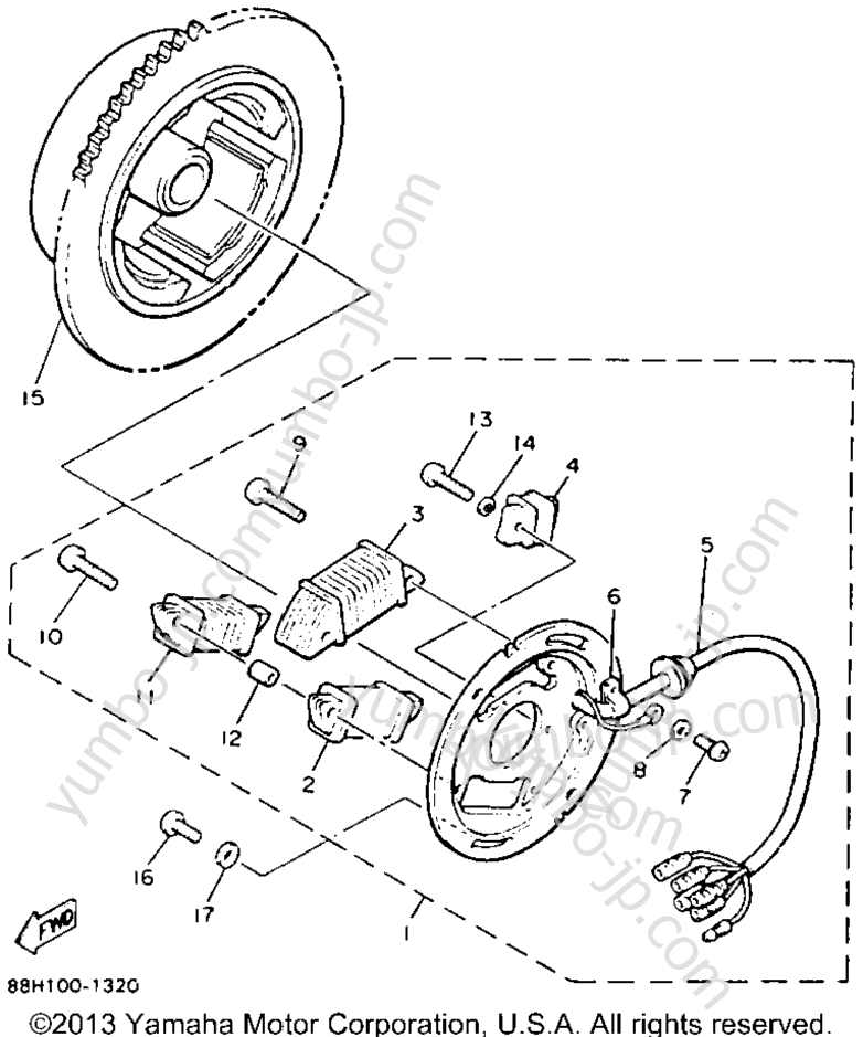 GENERATOR for snowmobiles YAMAHA PHAZER II LE (ELEC START) (PZ480ER) 1991 year