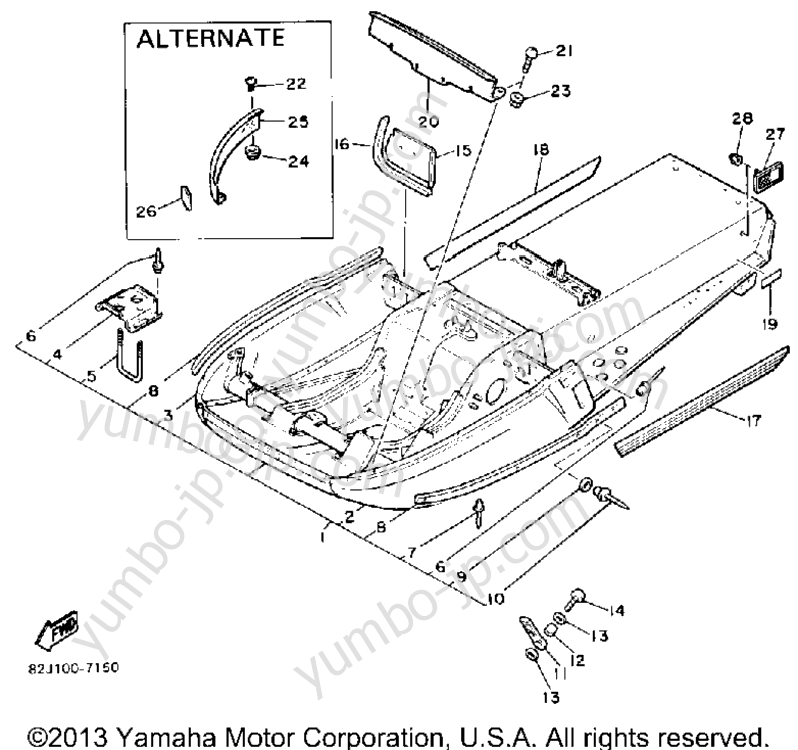 FRAME for snowmobiles YAMAHA EXCEL III (EC340M) 1988 year