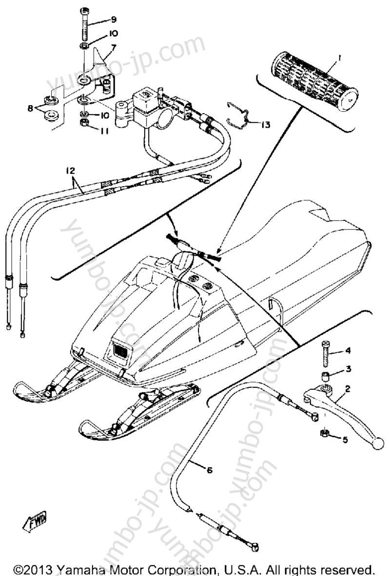 Grip - Wiring for snowmobiles YAMAHA SRX340 1976 year