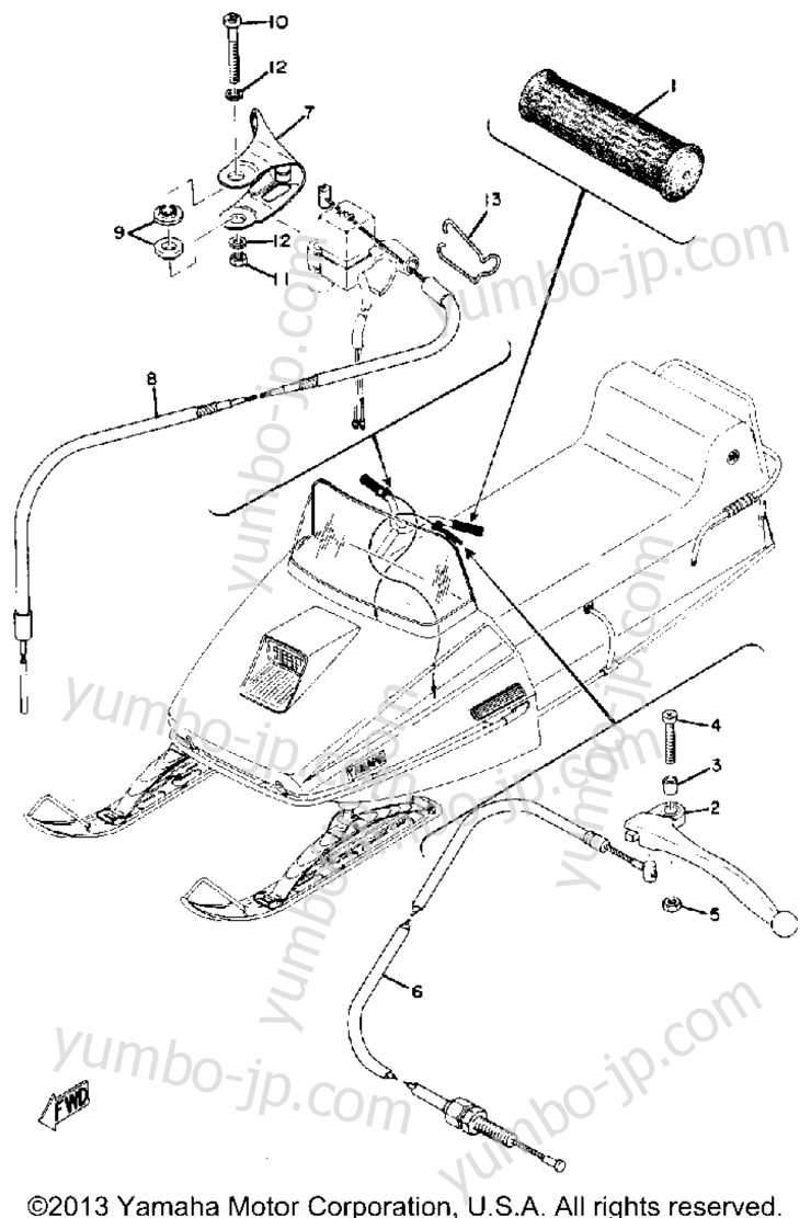 Grip-Wiring for snowmobiles YAMAHA GP643B 1973 year