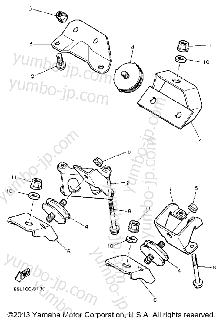 Engine Bracket for snowmobiles YAMAHA OVATION LE (ELEC START) (CS340EP) 1990 year