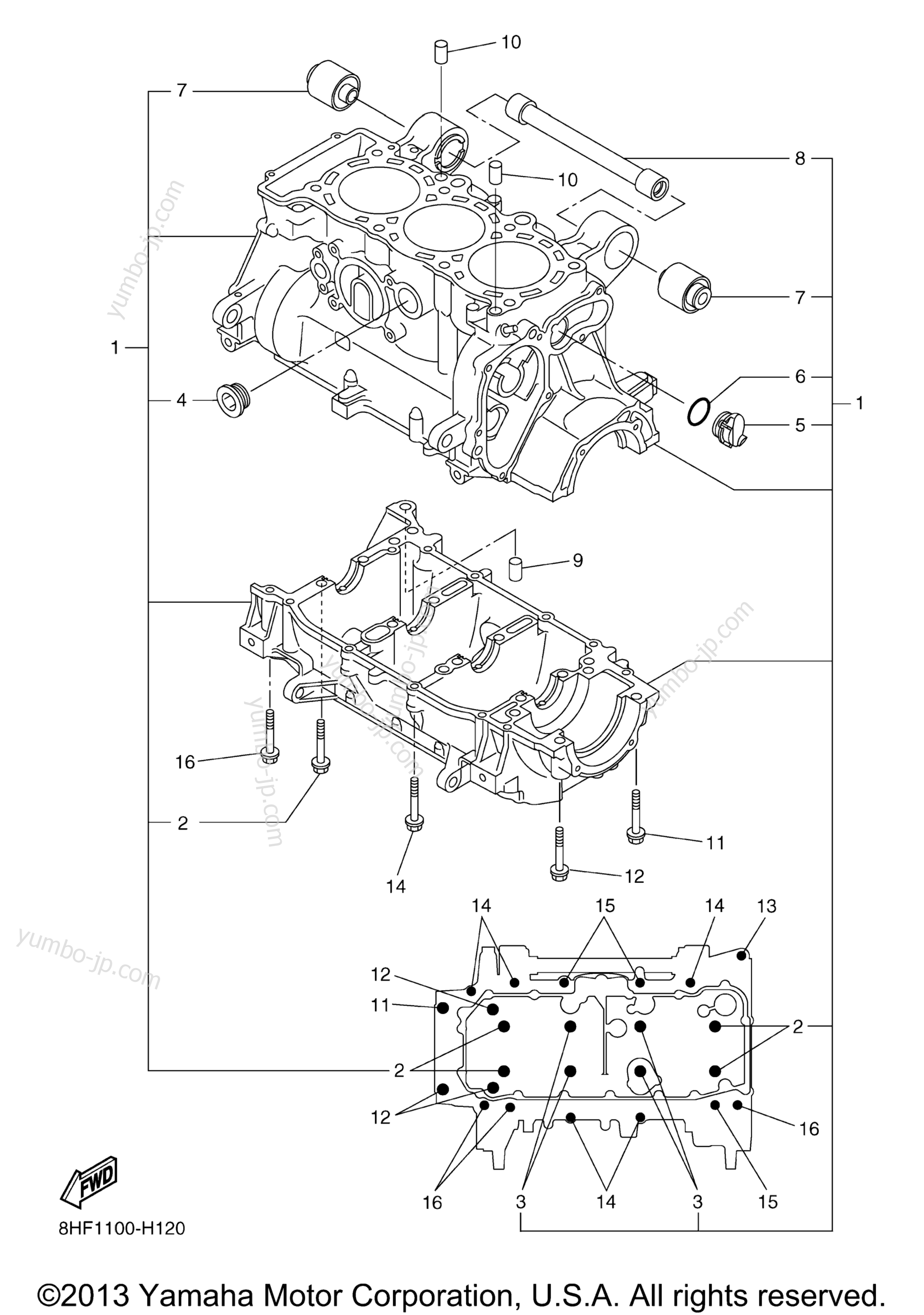 CRANKCASE for snowmobiles YAMAHA FX NYTRO MTX SE 153 (FX10M53SZL) 2010 year