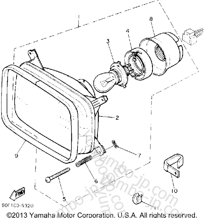 HEADLIGHT для снегоходов YAMAHA BRAVO (BR250P) 1990 г.