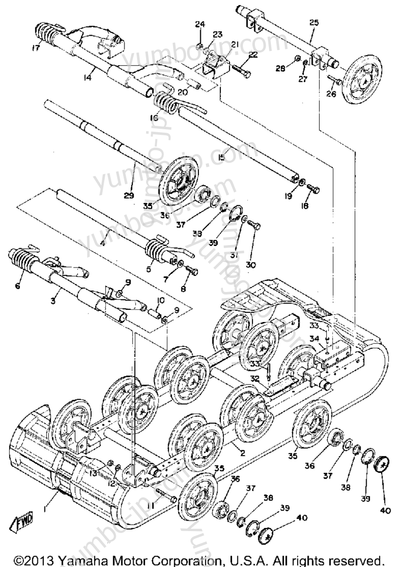 Track - Suspension Wheel for snowmobiles YAMAHA SR433B (SR433B) 1972 year