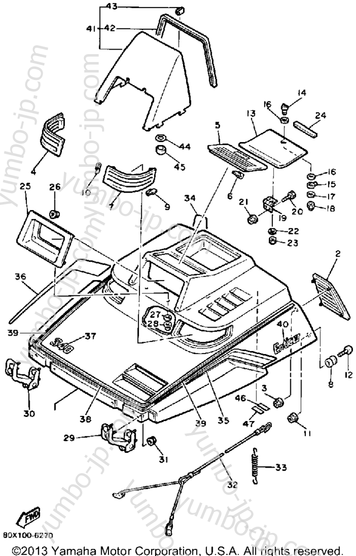 Shroud-Windshield для снегоходов YAMAHA ENTICER 340 (ET340K) 1986 г.