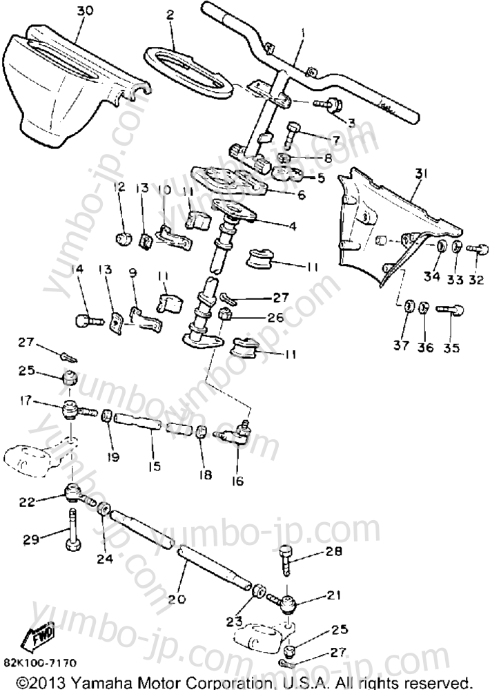 Steering для снегоходов YAMAHA PHAZER (PZ480N) 1989 г.