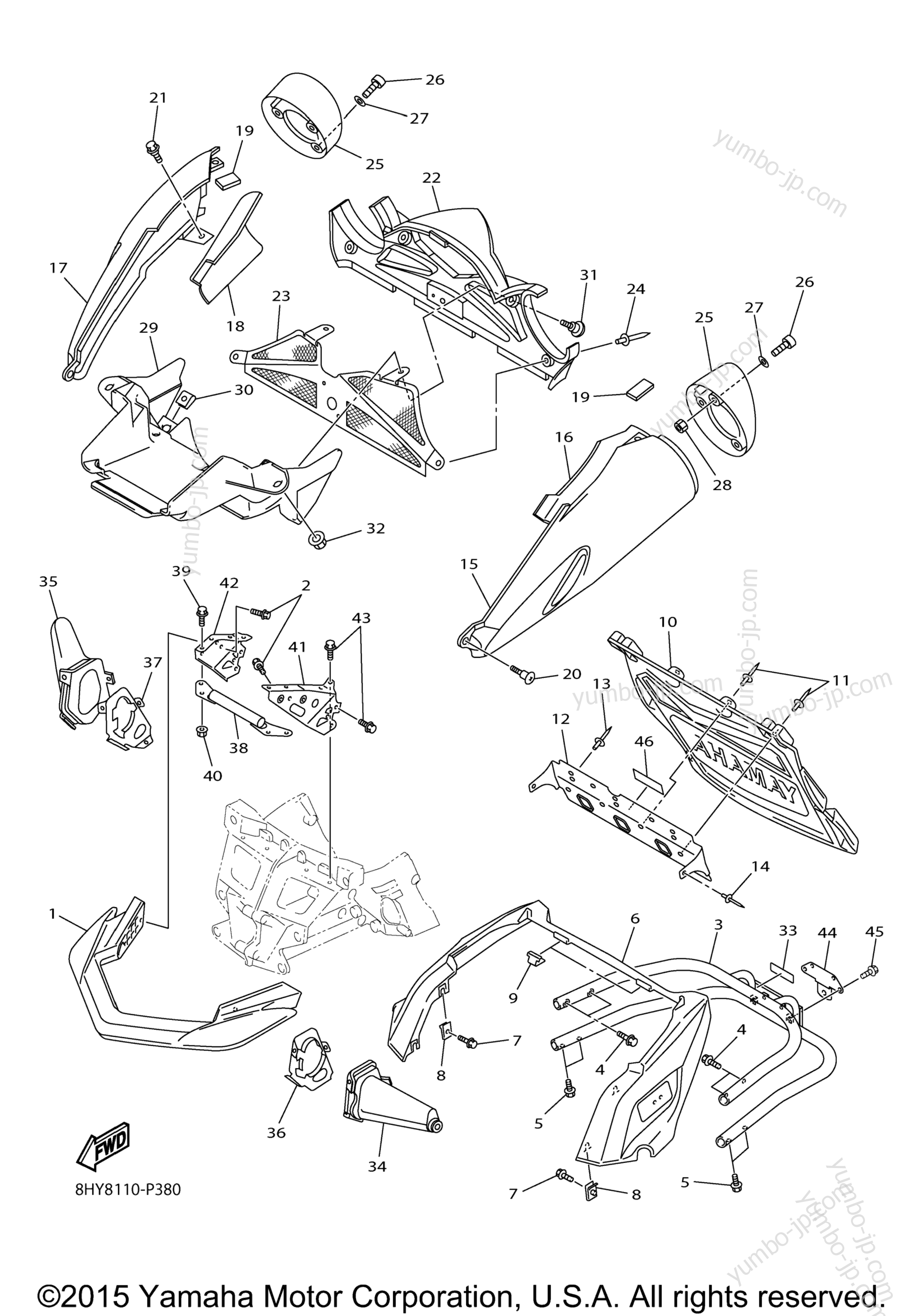 Bumper для снегоходов YAMAHA RS VENTURE TF (RST90PTFFB) 2015 г.