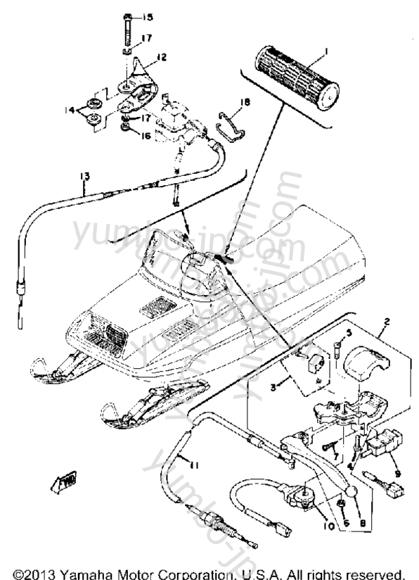 Grip Wiring for snowmobiles YAMAHA ET300C 1979 year