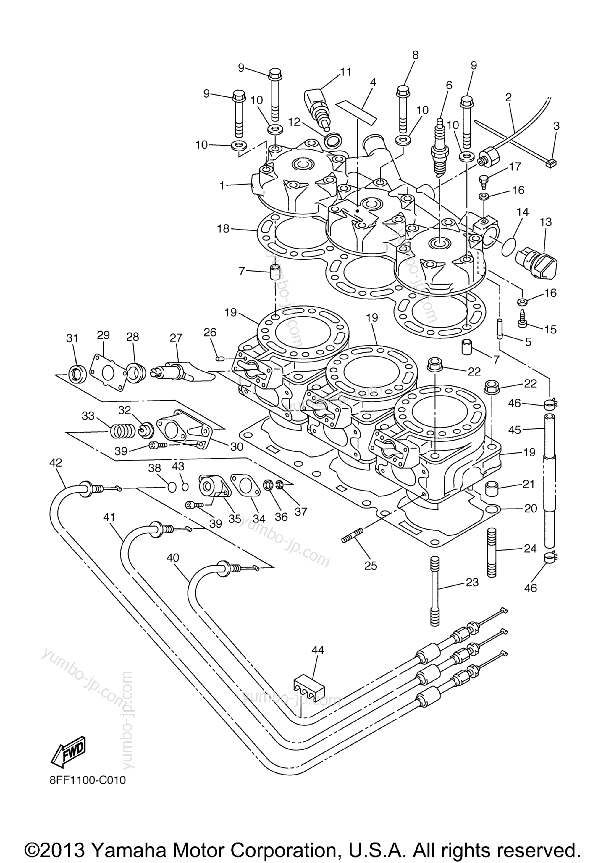 CYLINDER HEAD for snowmobiles YAMAHA SX VIPER MOUNTAIN (SXV70MK) 2005 year