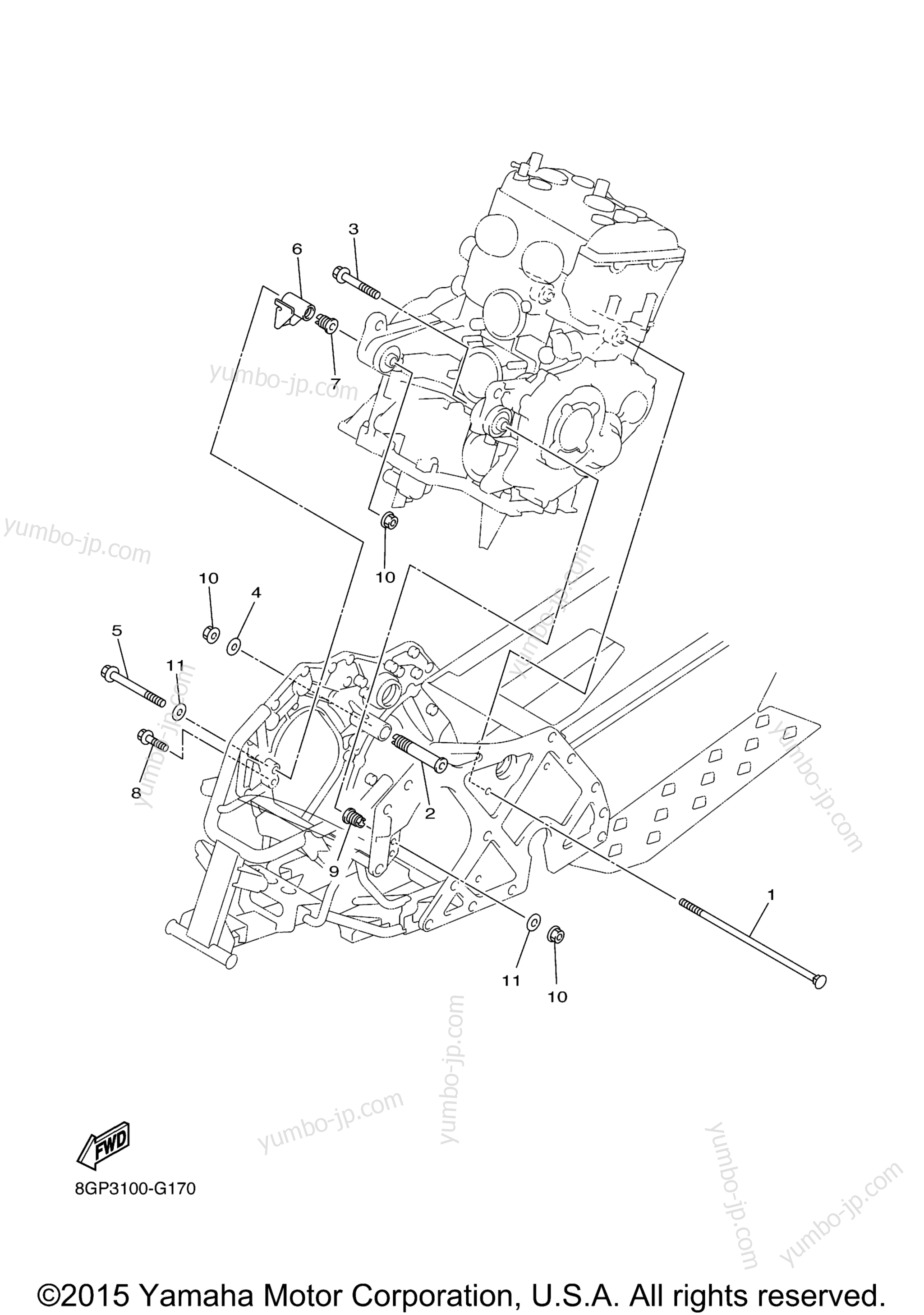 Engine Bracket for snowmobiles YAMAHA PHAZER MTX (PZ50MTGB) 2016 year