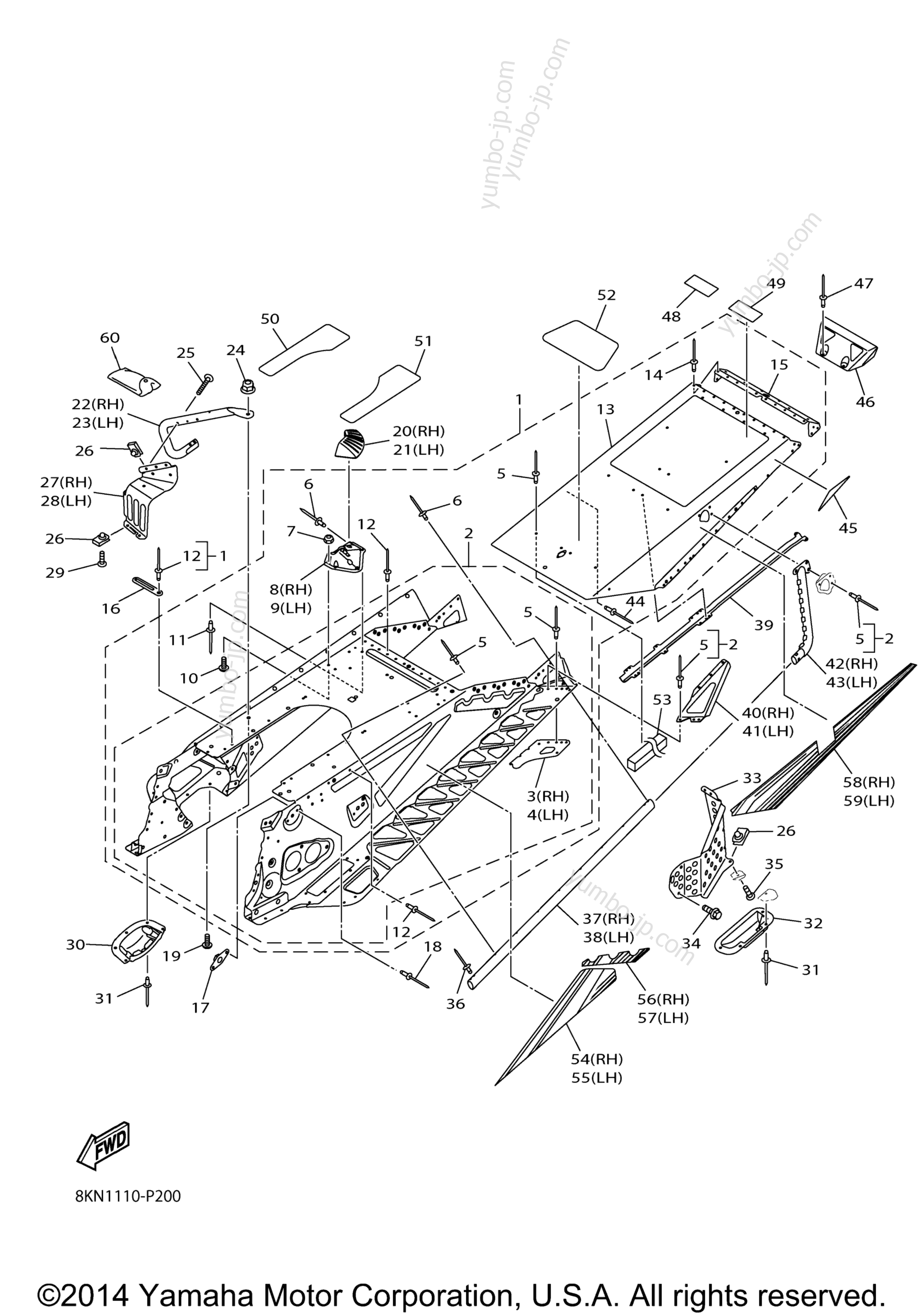 Frame 2 для снегоходов YAMAHA SRVIPER R TX LE (SR10RLFO) 2015 г.