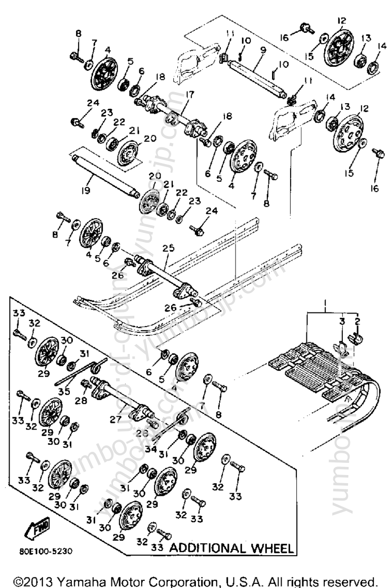 Track Suspension 1 Et340tj for snowmobiles YAMAHA ENTICER 340T (LONG TRACK) (ET340TK) 1986 year