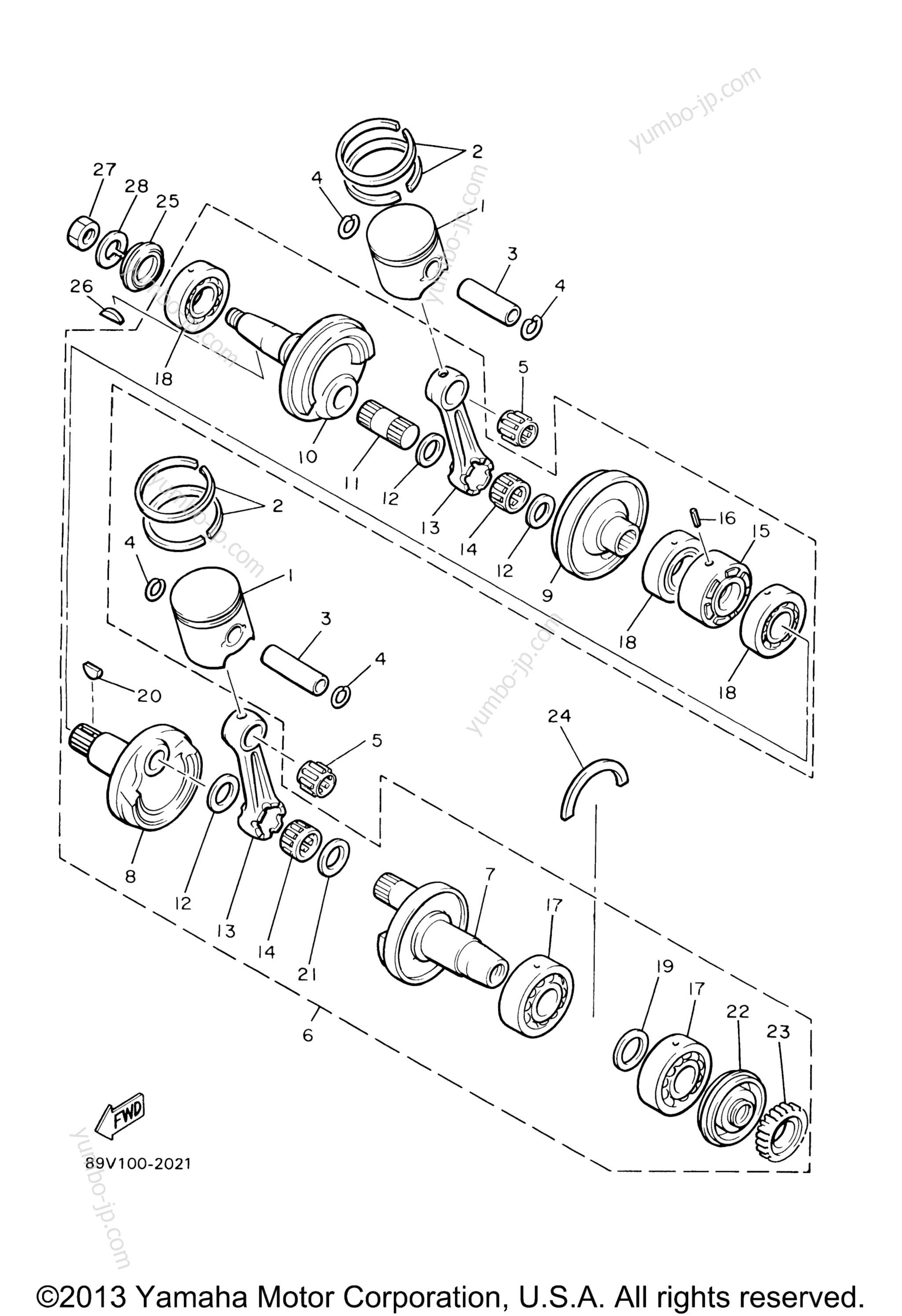 Crankshaft - Piston для снегоходов YAMAHA PHAZER II (PZ480S) 1992 г.