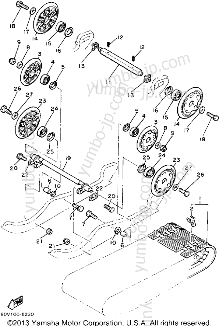 Track Suspension 1 for snowmobiles YAMAHA BRAVO (BR250L) 1987 year