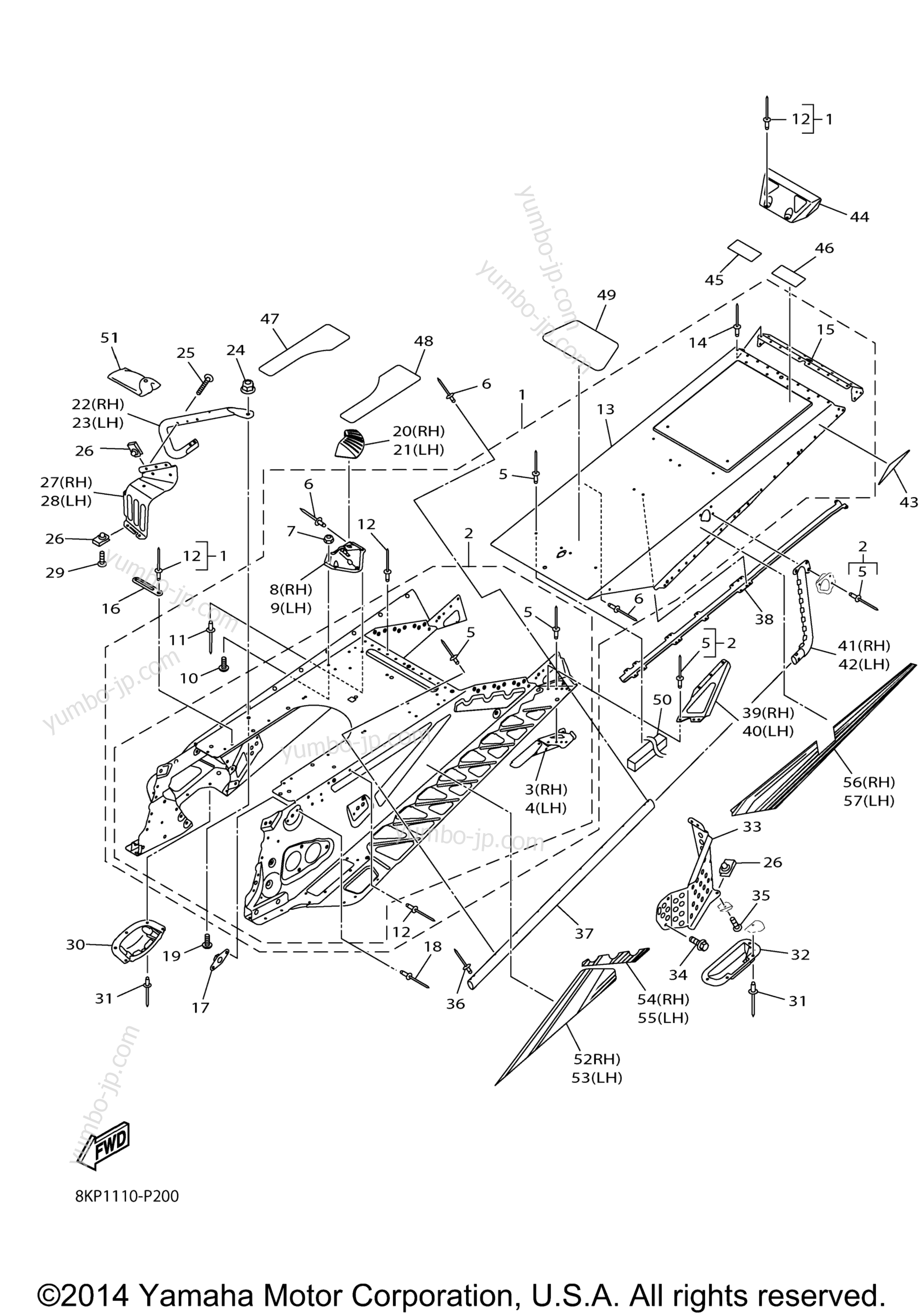 Frame 2 для снегоходов YAMAHA SRVIPER L TX SE 1.25 (SR10LSFO) 2015 г.