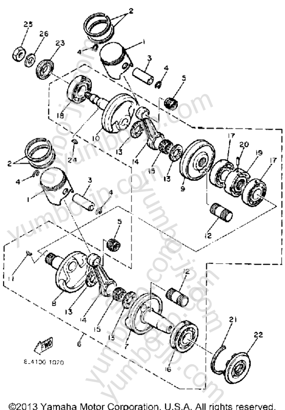 Crank - Piston for snowmobiles YAMAHA EXCEL III (EC340H) 1984 year