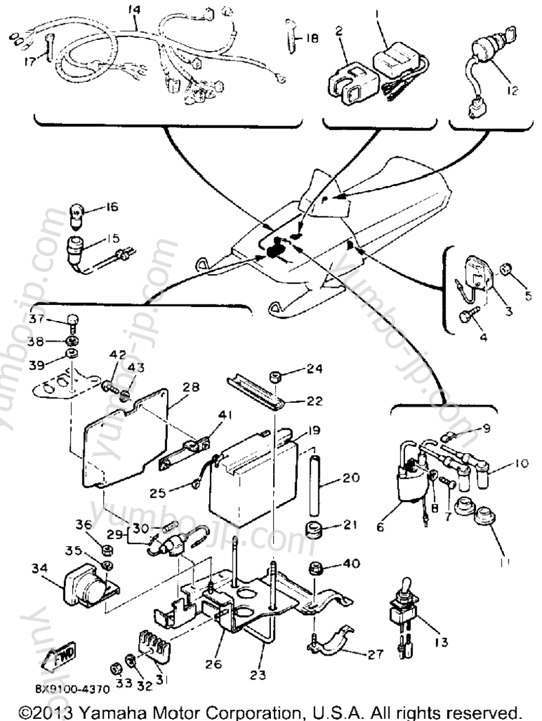 Electrical 1 for snowmobiles YAMAHA PHAZER SE (ELEC START) (PZ480SEH) 1984 year