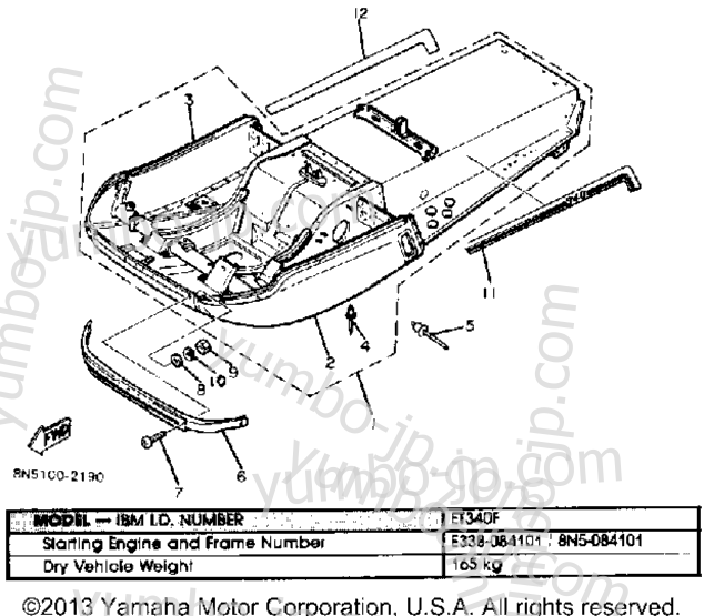 FRAME для снегоходов YAMAHA ET340F 1982 г.