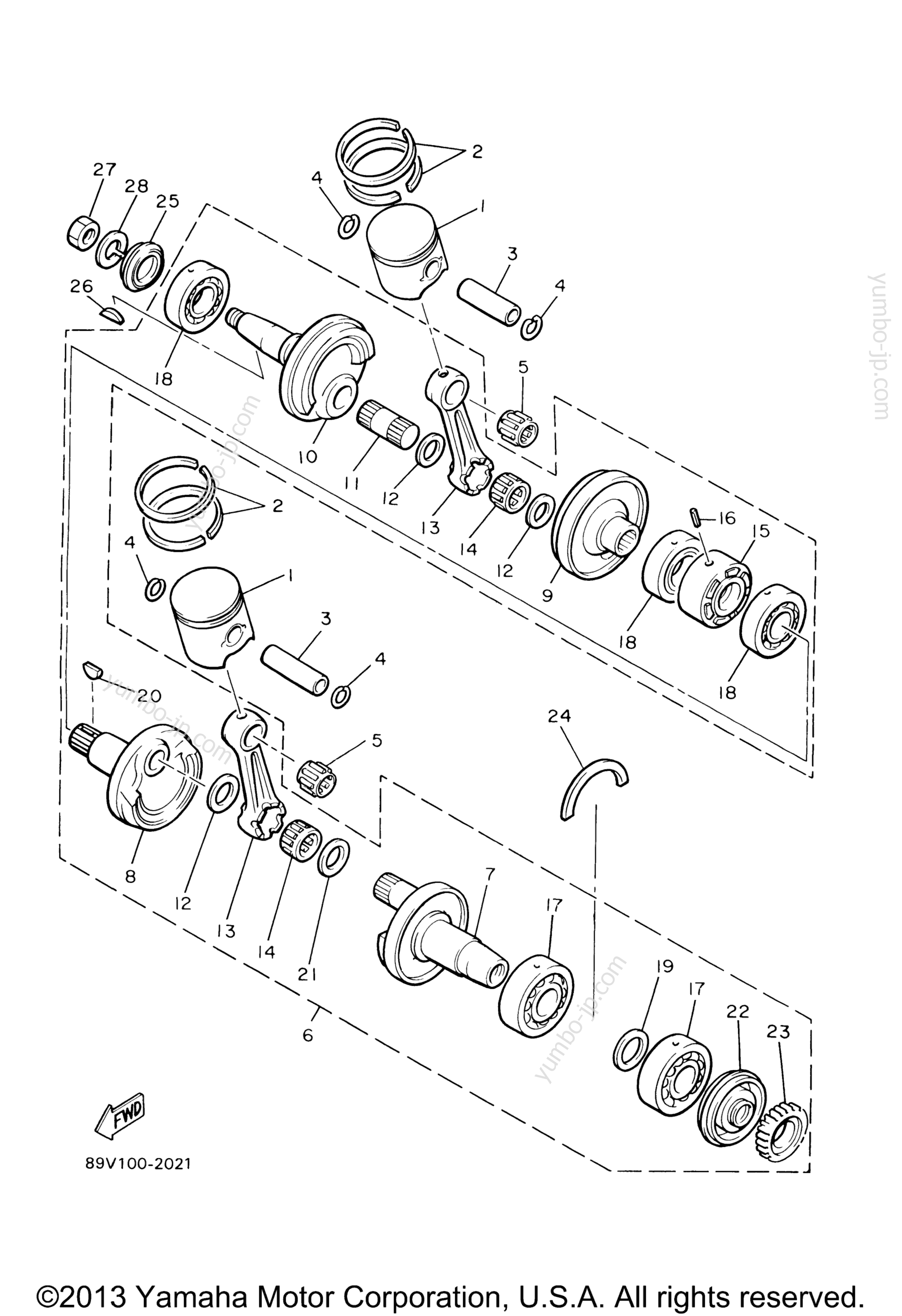 Crankshaft - Piston for snowmobiles YAMAHA PHAZER II (PZ480U) 1994 year
