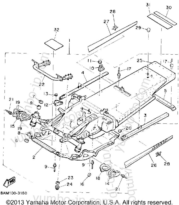 FRAME for snowmobiles YAMAHA PHAZER II ST (PZ480STT) 1993 year