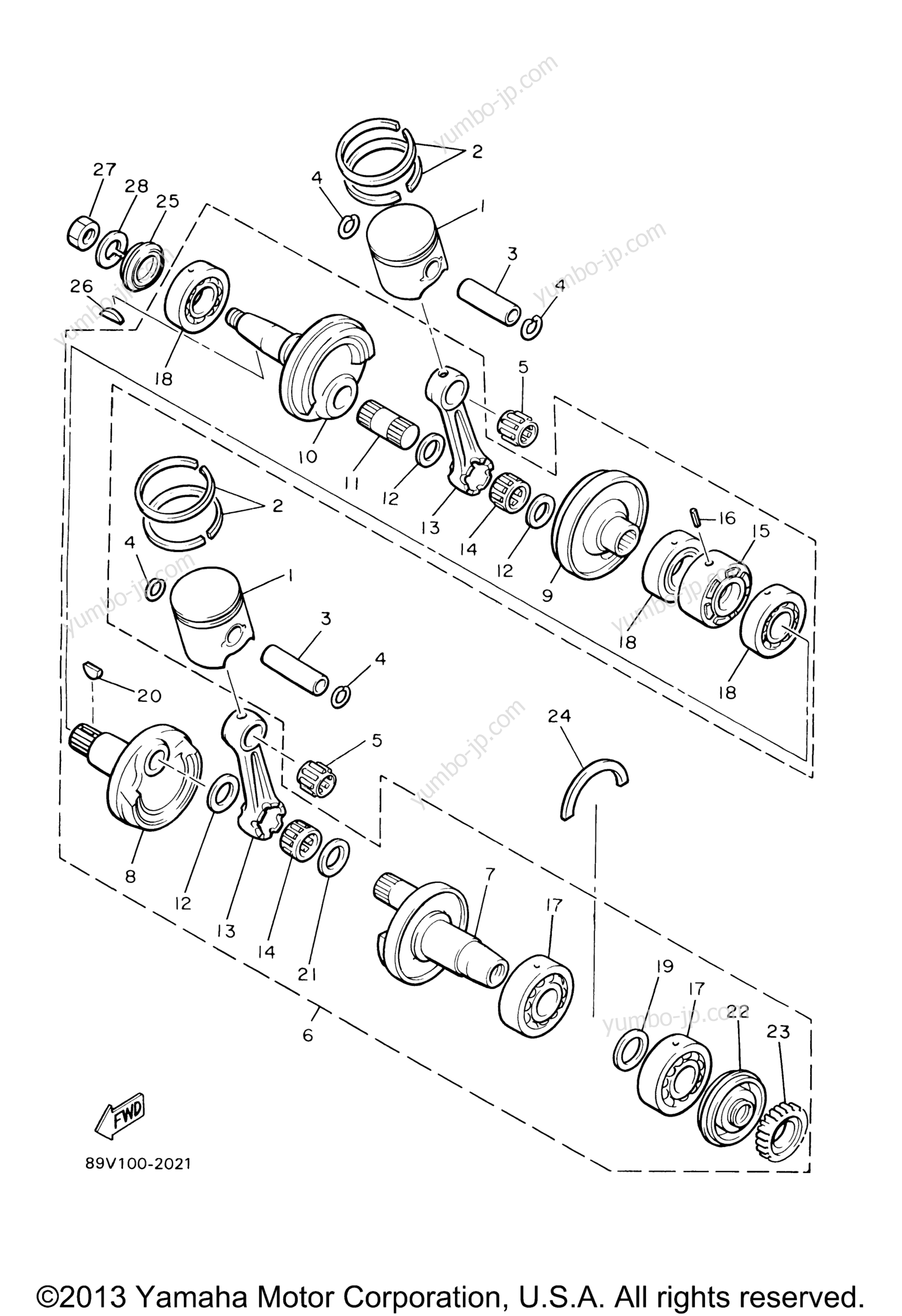 Crankshaft - Piston for snowmobiles YAMAHA PHAZER II LE (ELEC START) (PZ480EU) 1994 year