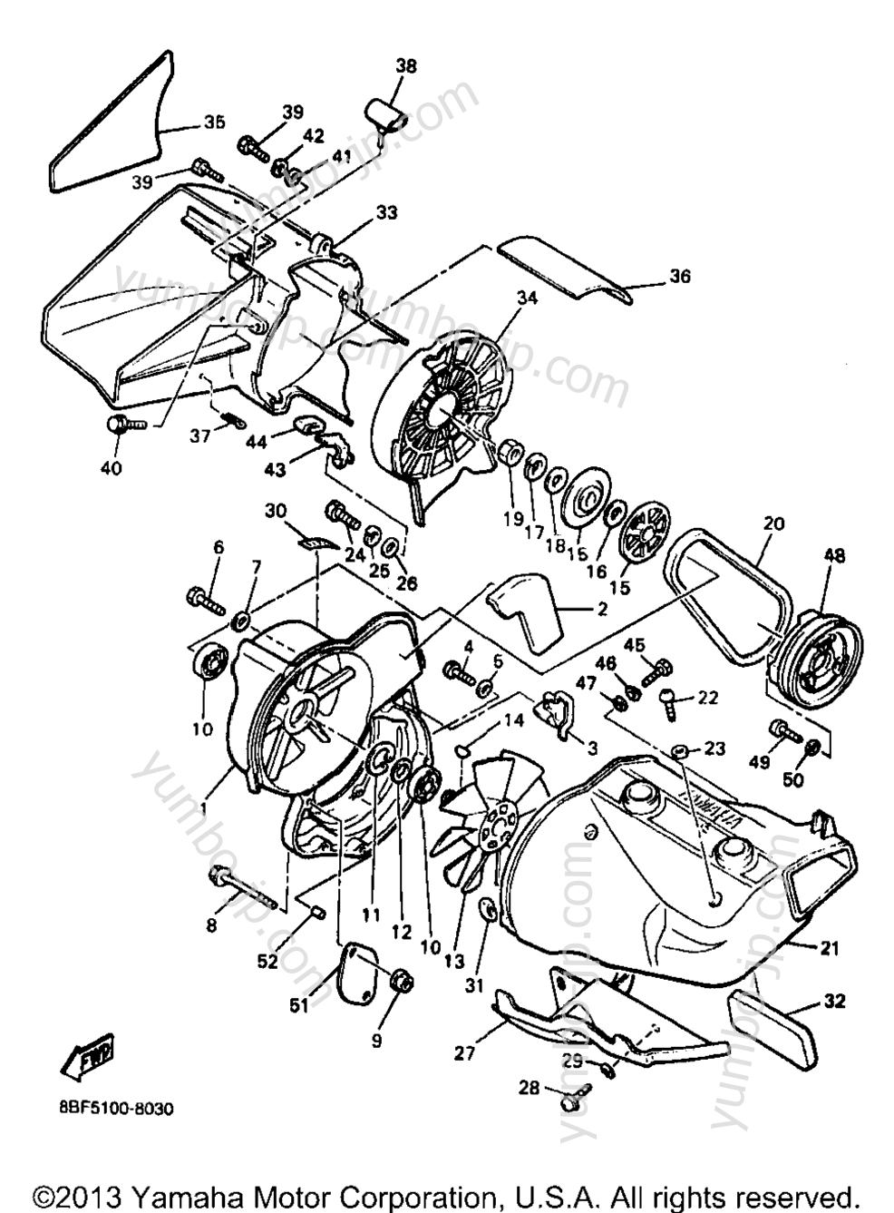 Air Shroud Fan for snowmobiles YAMAHA PHAZER SS (PZ480B) 1998 year