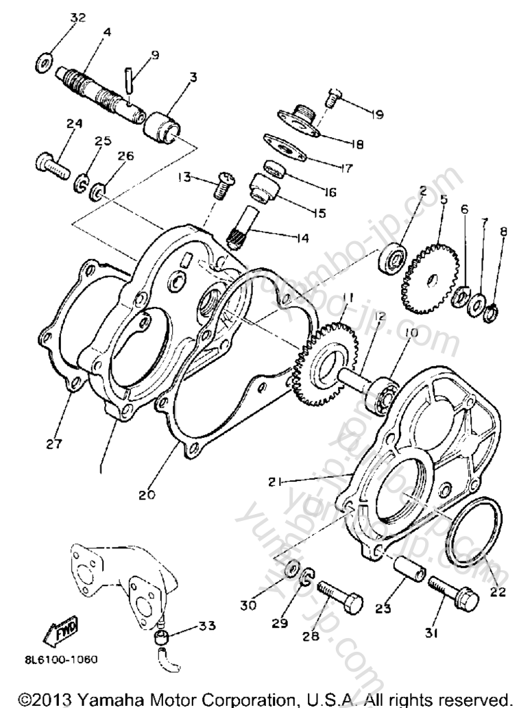 Pump Drive - Gear для снегоходов YAMAHA ENTICER LTR (LONG TRACK+REVERSE) (ET340TRM) 1988 г.