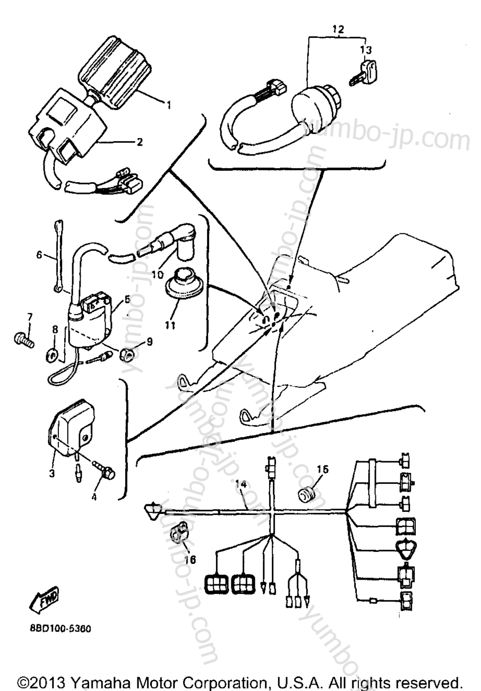 Electrical 1 for snowmobiles YAMAHA BRAVO LT (BR250TB) 1998 year