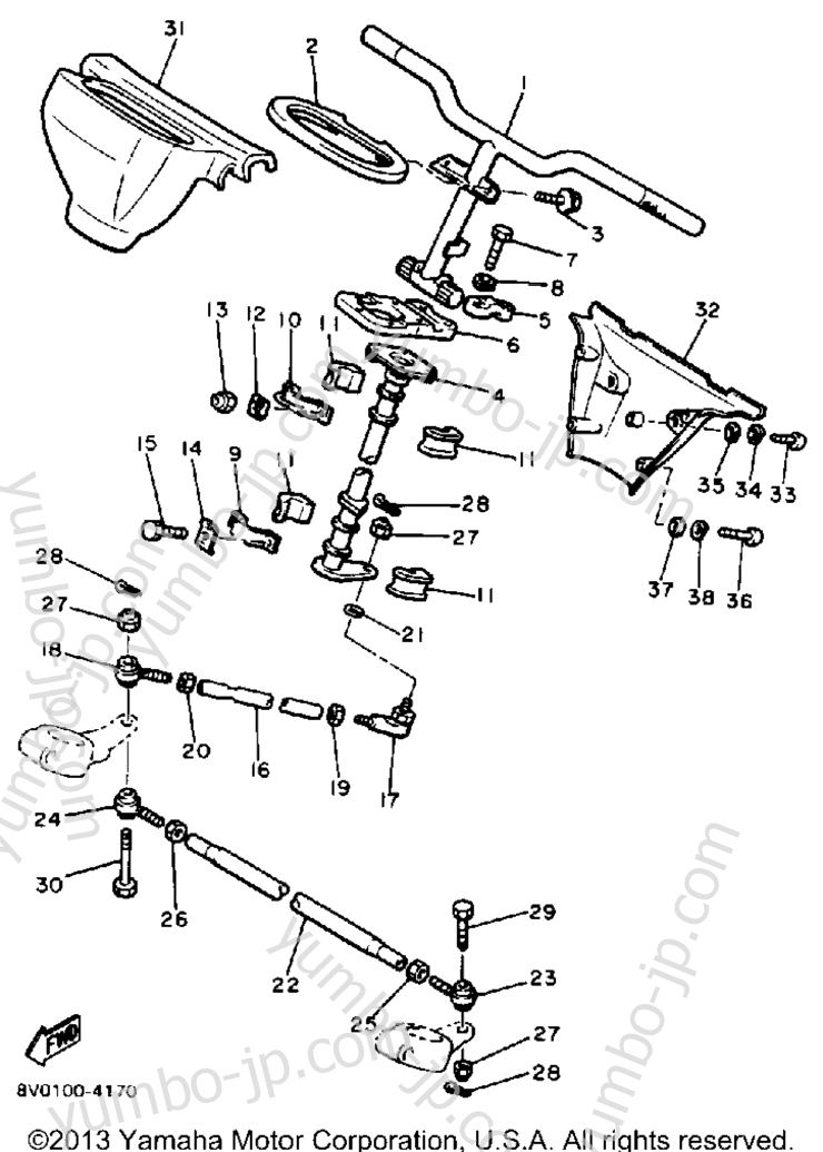 Steering for snowmobiles YAMAHA PHAZER (PZ480H) 1984 year