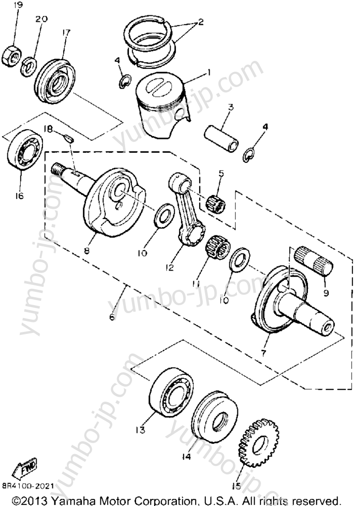 Crankshaft - Piston для снегоходов YAMAHA BRAVO (BR250S) 1992 г.