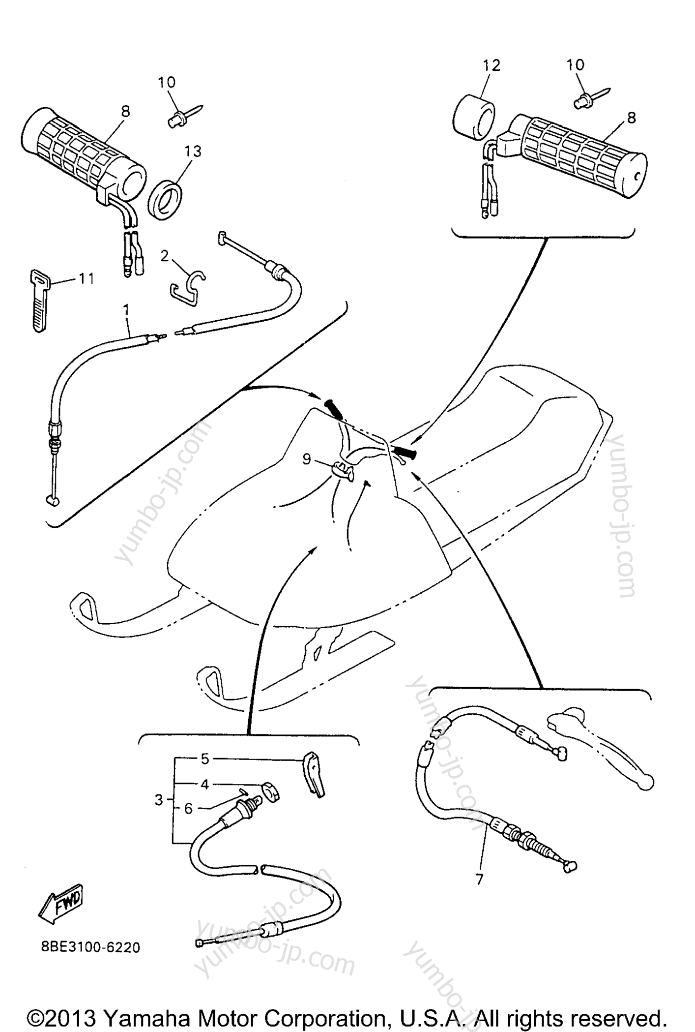 CONTROL CABLE for snowmobiles YAMAHA OVATION LE (CS340EA) 1997 year