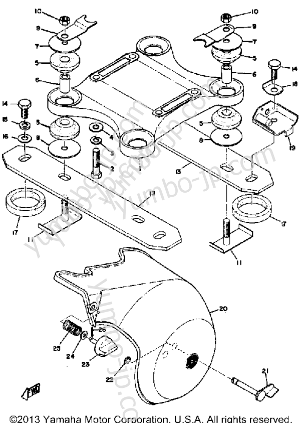 Engine Bracket for snowmobiles YAMAHA SS396 1969 year