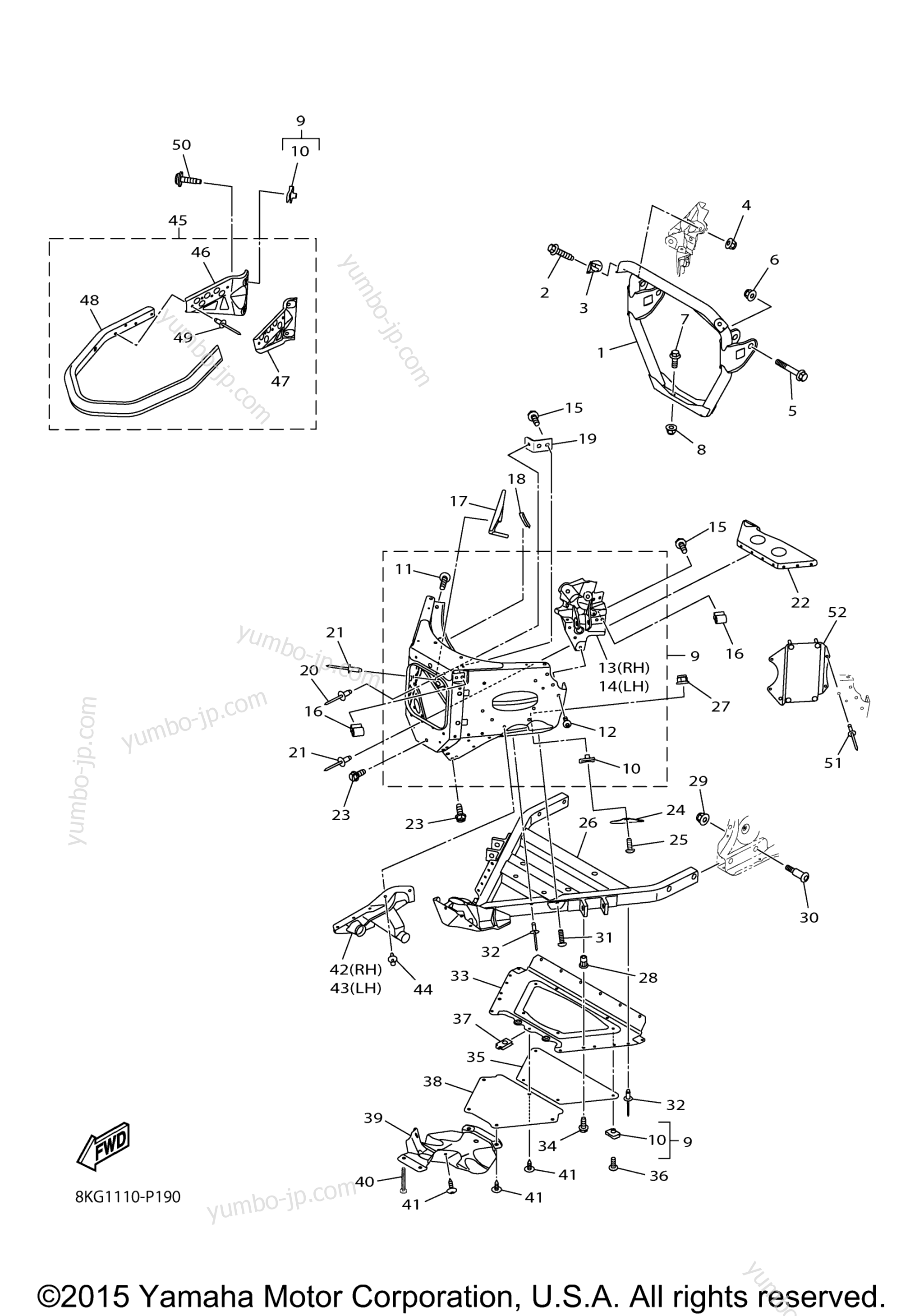 Frame 1 for snowmobiles YAMAHA SRVIPER M TX 153 SE (SR10M53SFR) 2015 year