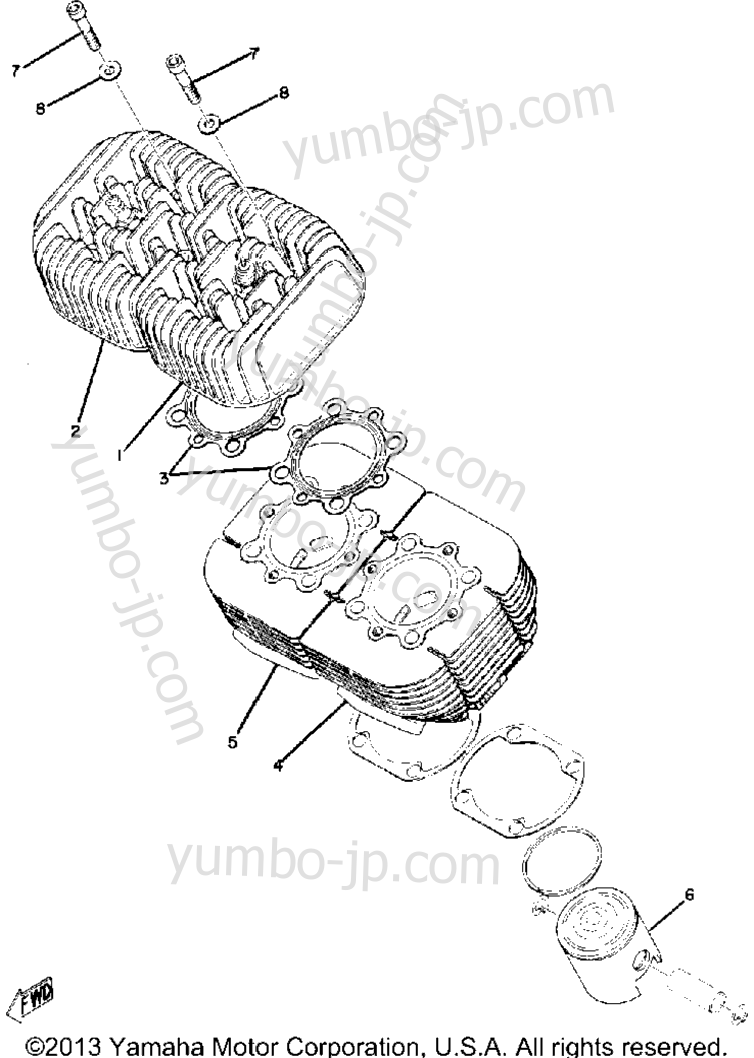 Cylinder Piston (Sr Kit) for snowmobiles YAMAHA GP433SS 1972 year
