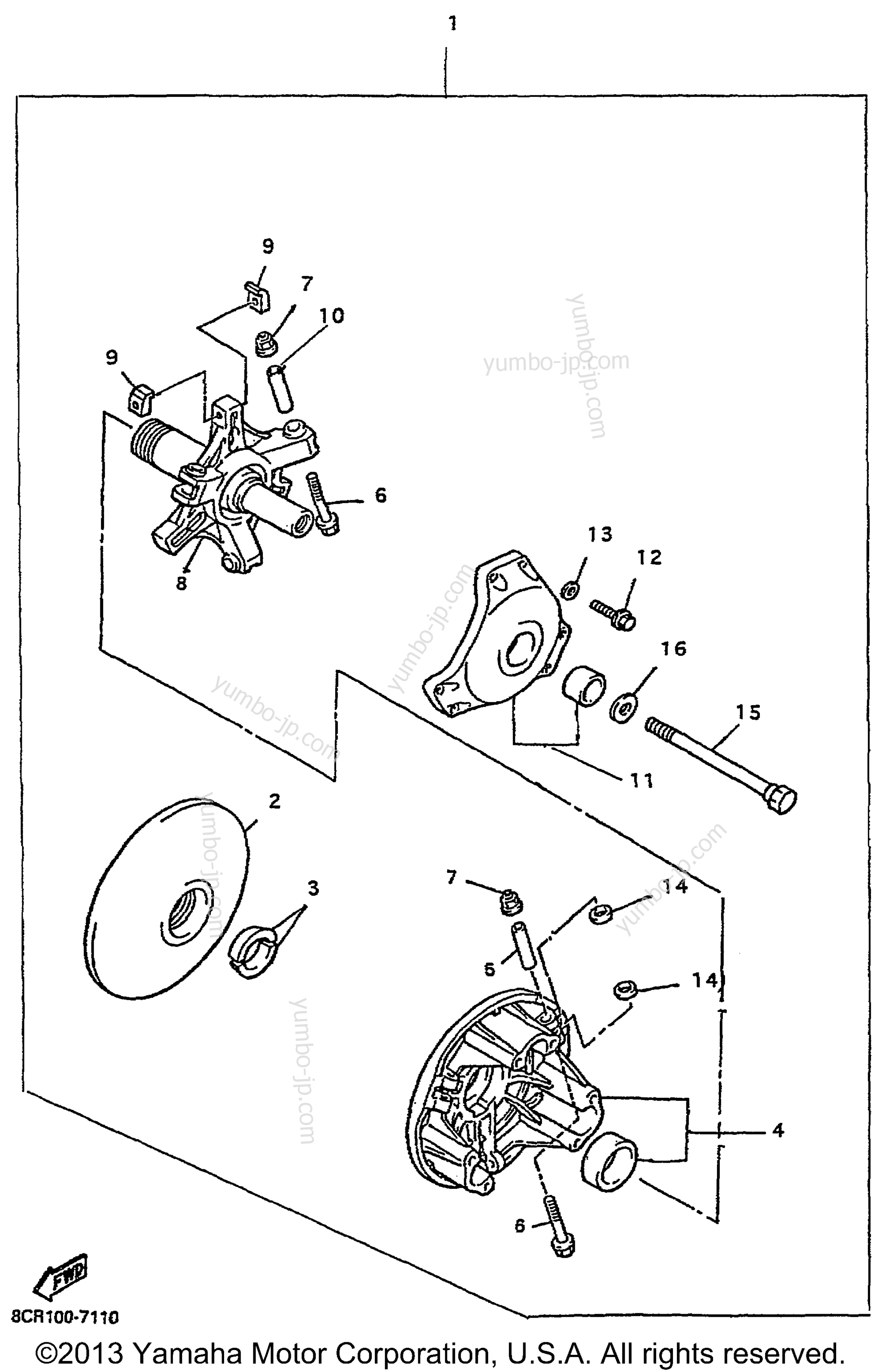 Alternate Clutch Assembly for snowmobiles YAMAHA SRX700S (OHLINS FR SHOCKS) (SRX700SB) 1998 year