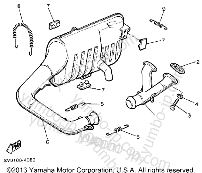 Exhaust for snowmobiles YAMAHA PHAZER (PZ480M) 1988 year