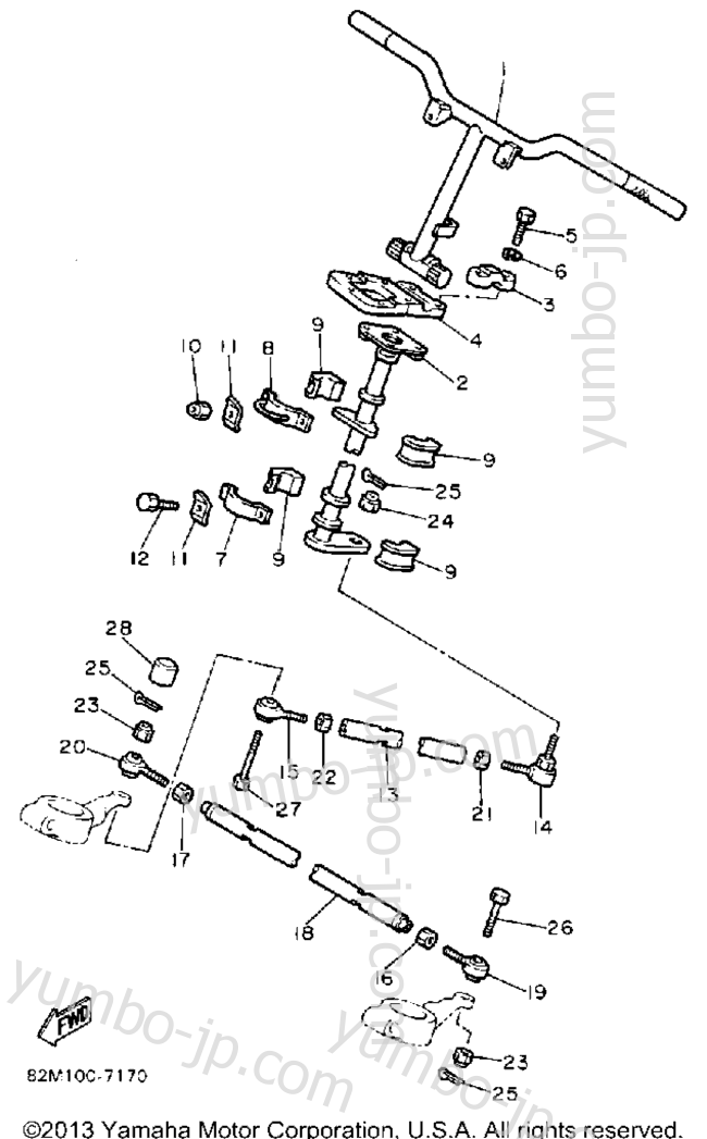 Steering для снегоходов YAMAHA EXCITER DELUXE (ELEC START) (EX570EM) 1988 г.