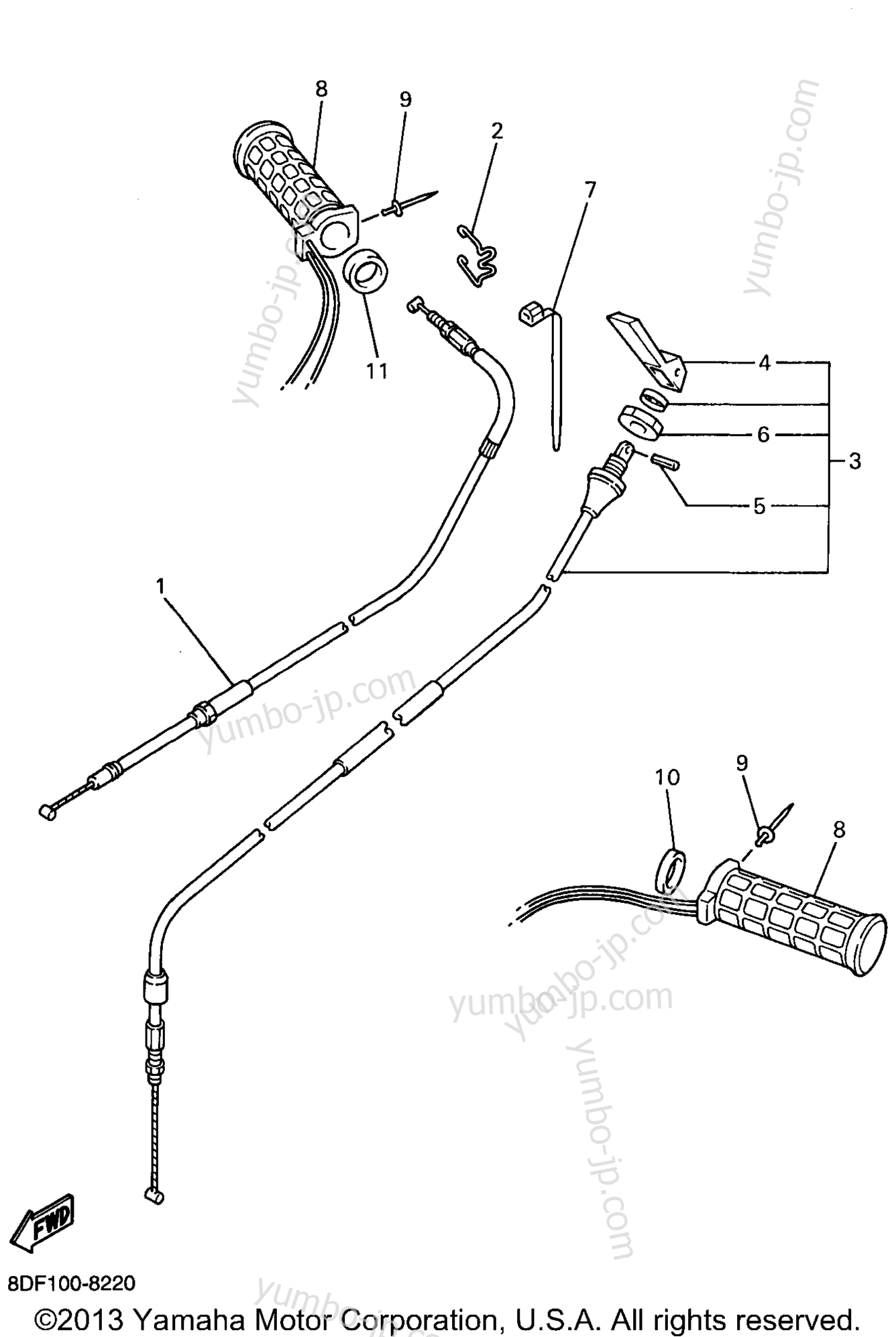 CONTROL CABLE for snowmobiles YAMAHA SRX700S (OHLINS FR SHOCKS) (SRX700SB) 1998 year