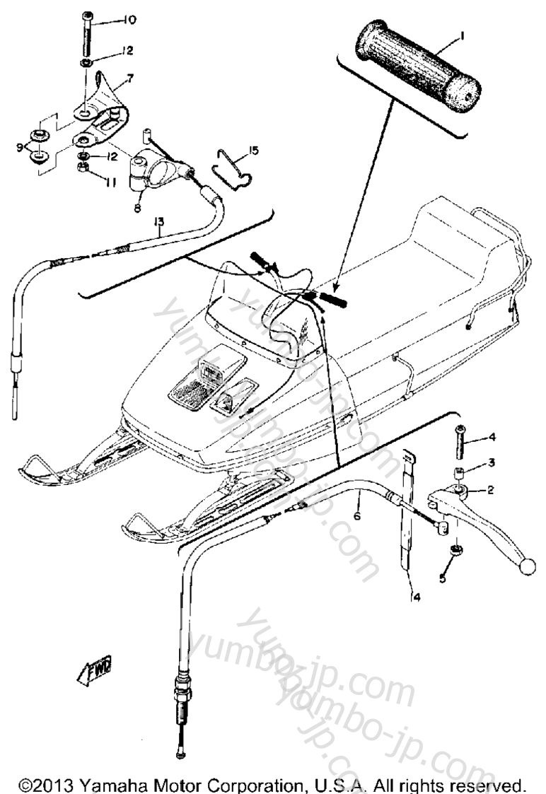 Grip - Wiring for snowmobiles YAMAHA EW643 1972 year