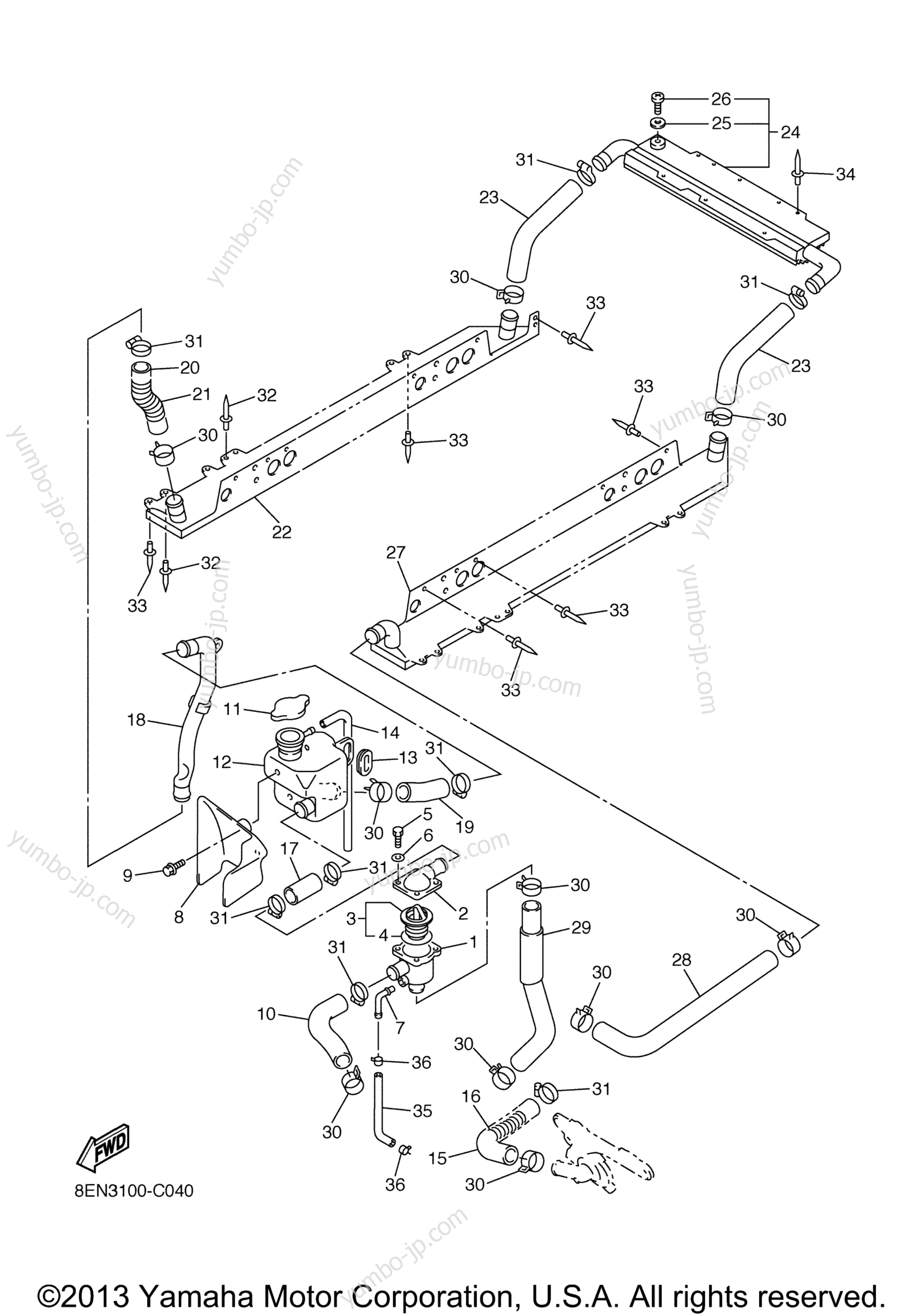 RADIATOR HOSE для снегоходов YAMAHA SX VIPER MOUNTAIN (SXV70MK) 2005 г.