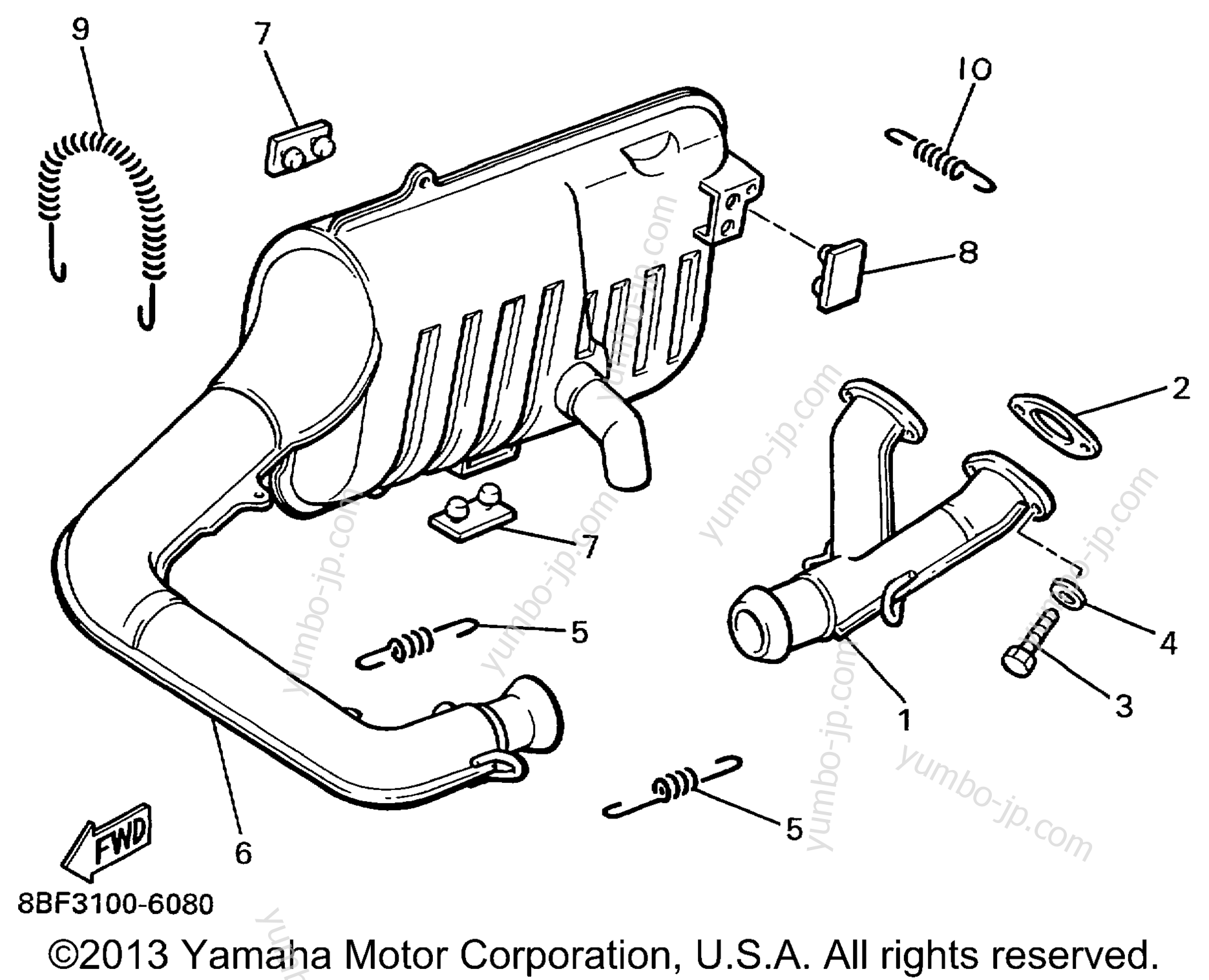 Exhaust для снегоходов YAMAHA PHAZER MOUNTAIN LITE (PZ480STC) 1999 г.