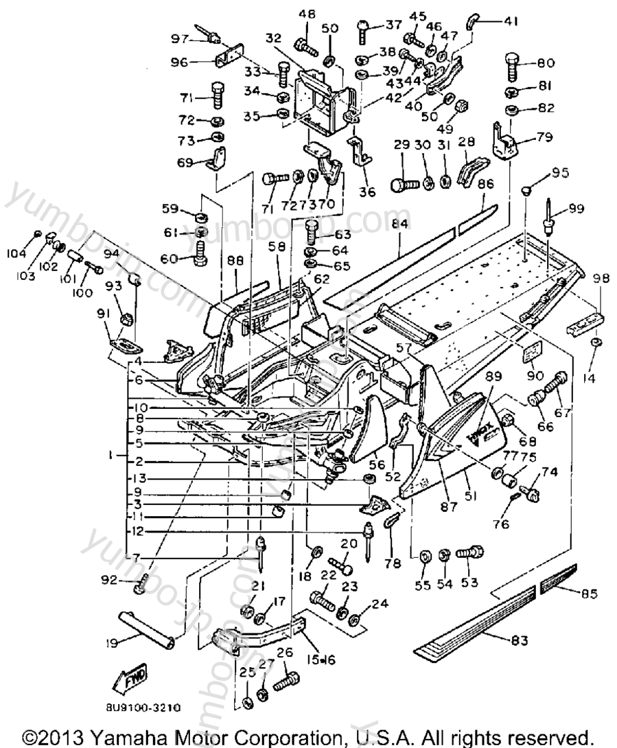 FRAME for snowmobiles YAMAHA VMX540G 1983 year