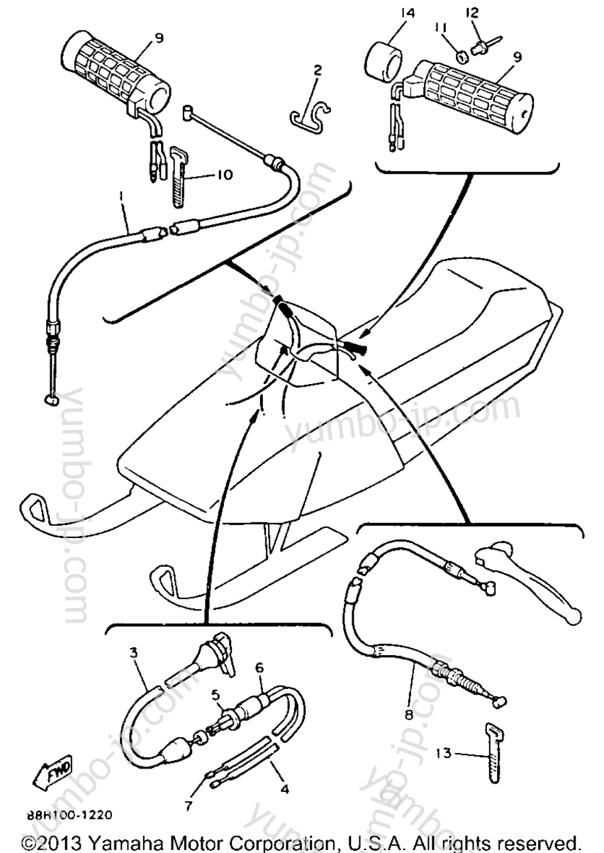 CONTROL CABLE for snowmobiles YAMAHA PHAZER II LE (ELEC START) (PZ480ER) 1991 year