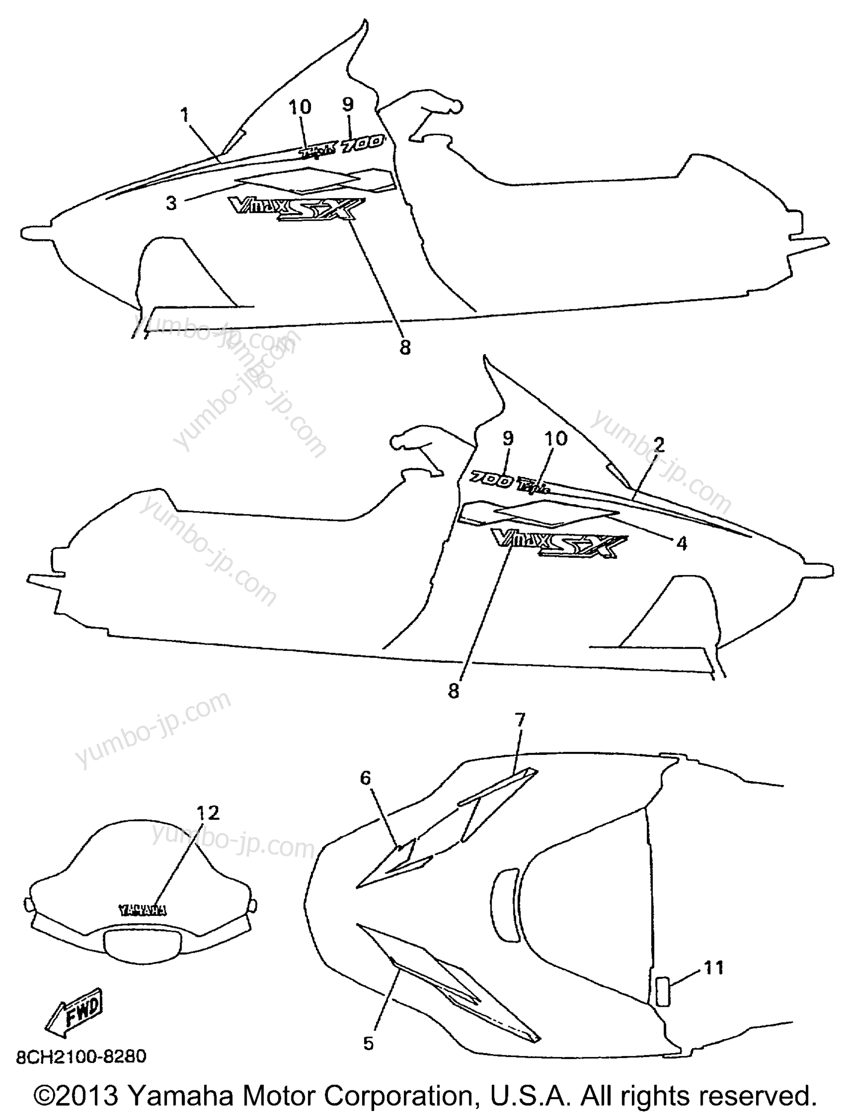 EMBLEM for snowmobiles YAMAHA VMAX 700 SXS (OHLINS FR SHOCKS) (VX700SXSB) 1998 year