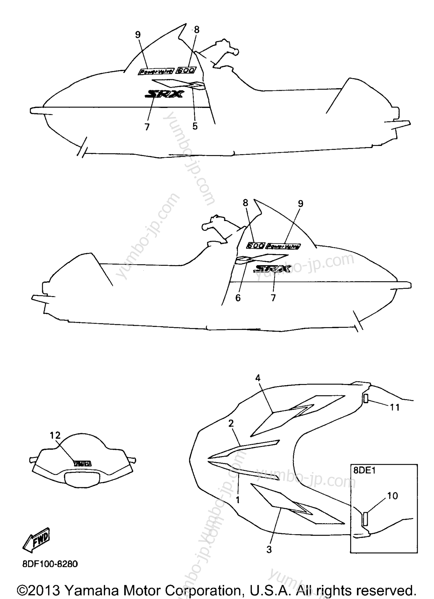 EMBLEM for snowmobiles YAMAHA SRX600S (OHLINS FR SHOCKS) (SRX600SB) 1998 year
