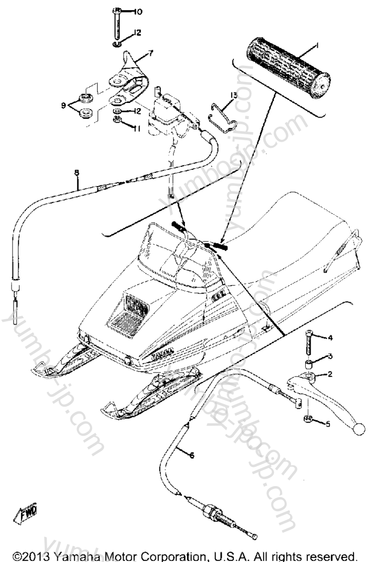 Grip - Wiring for snowmobiles YAMAHA GP292F 1974 year
