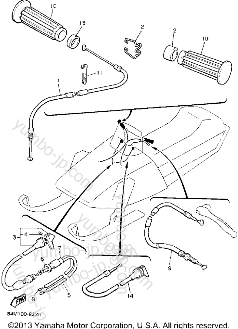 Control-Cable для снегоходов YAMAHA EXCITER (EX570M) 1988 г.