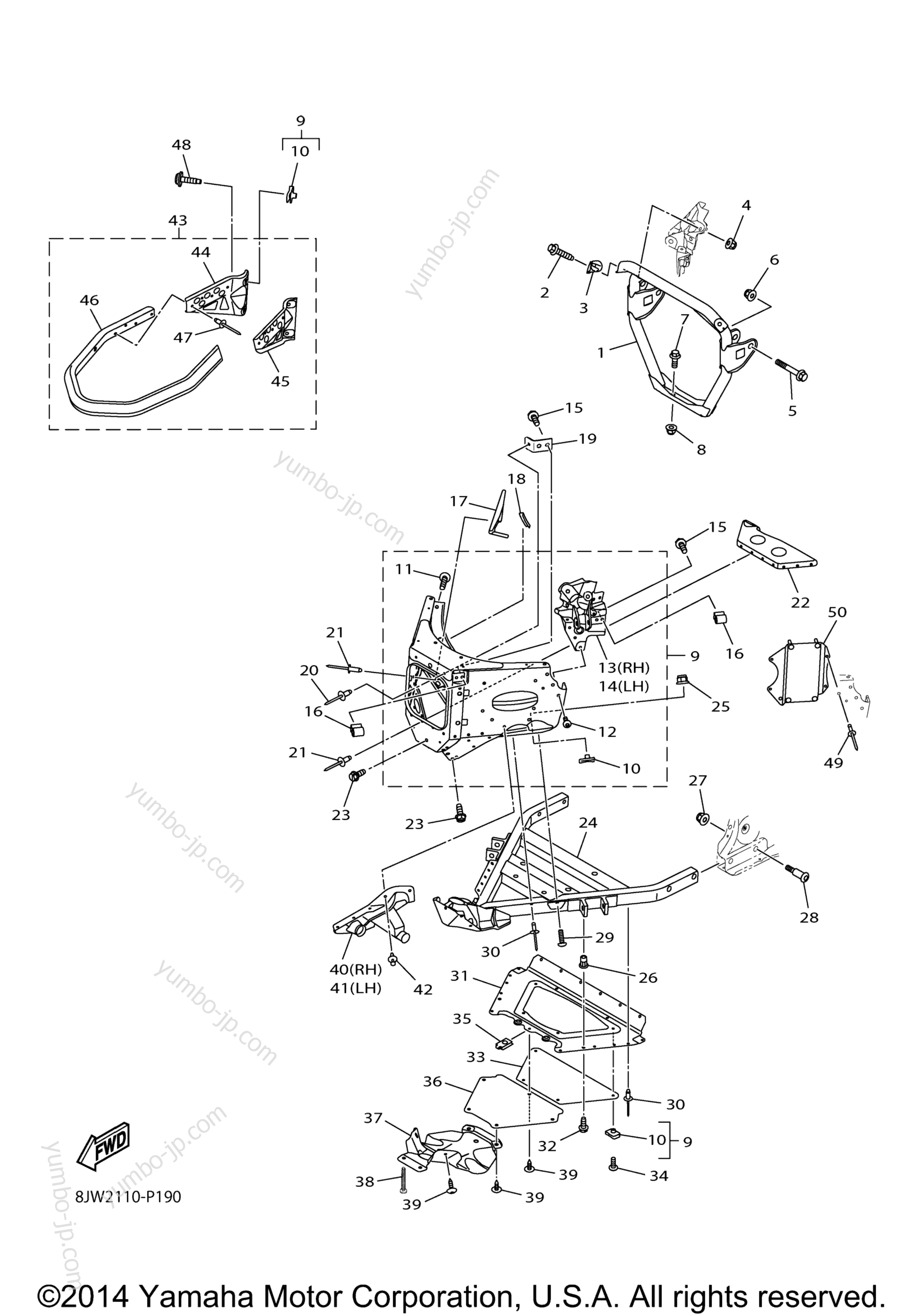 Frame 1 для снегоходов YAMAHA SRVIPER L TX SE 1.25 (SR10LSFO) 2015 г.