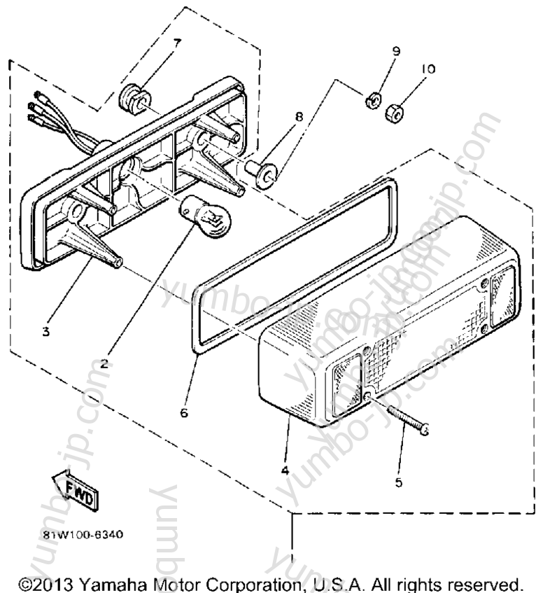 TAILLIGHT for snowmobiles YAMAHA ENTICER LTR (LONG TRACK+REVERSE) (ET340TRM) 1988 year