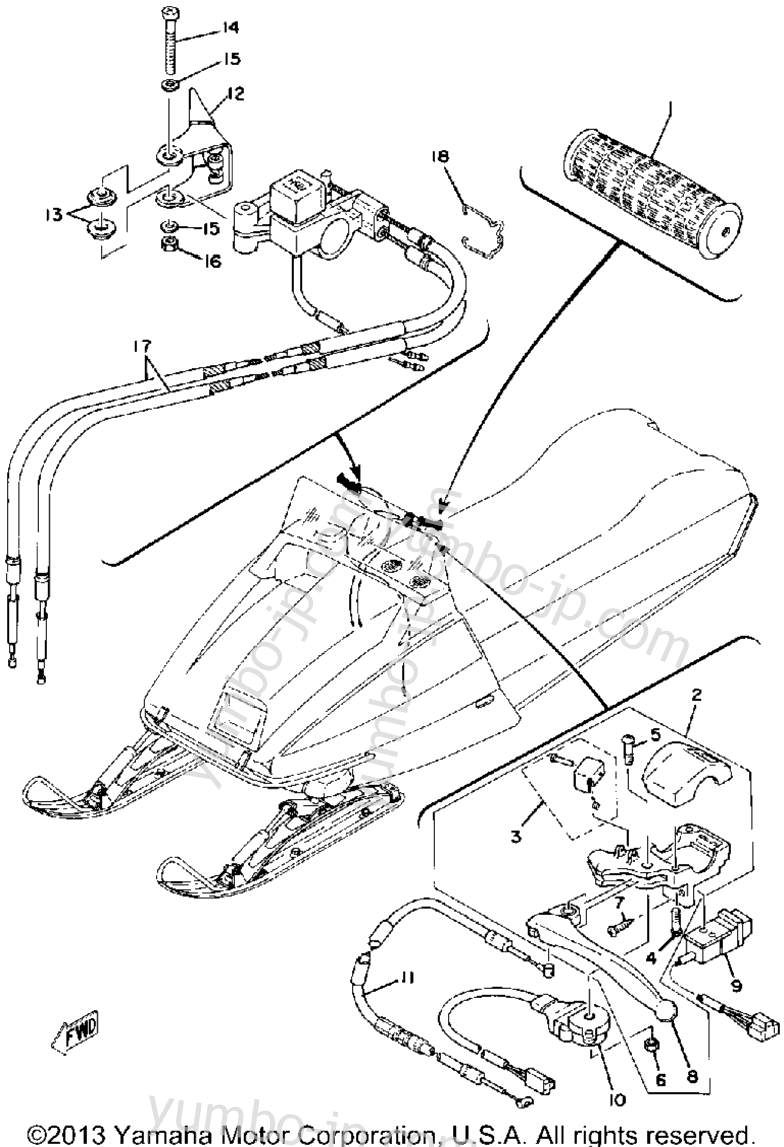 Grip - Wiring для снегоходов YAMAHA SRX440C 1979 г.
